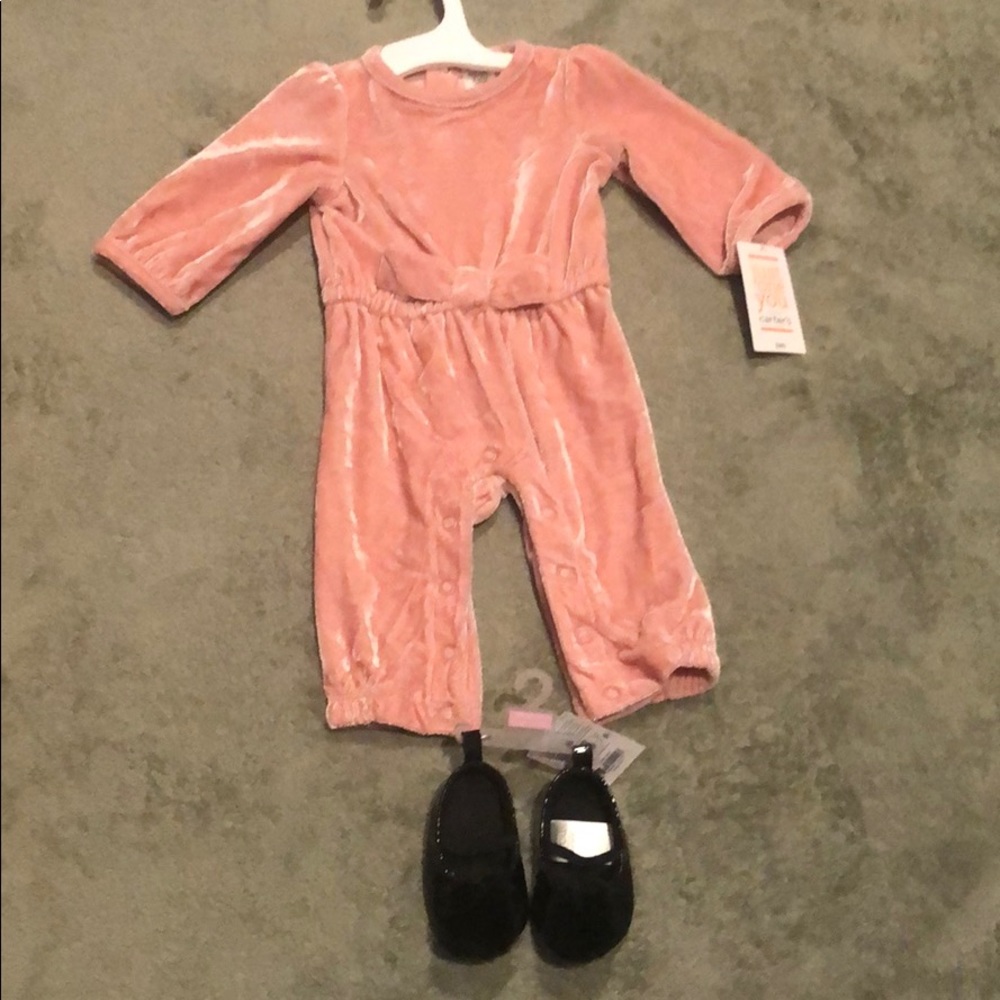 Pink velour one piece outfit